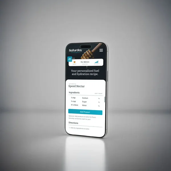 Saturday app on a phone showing a personalized fuel plan